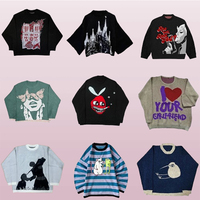 Aesthetics vintage kawaii Knitted Sweater Gothic Pullover Harajuku Men's Women's Sweater Warm Loose jumper streetwear unisex top
