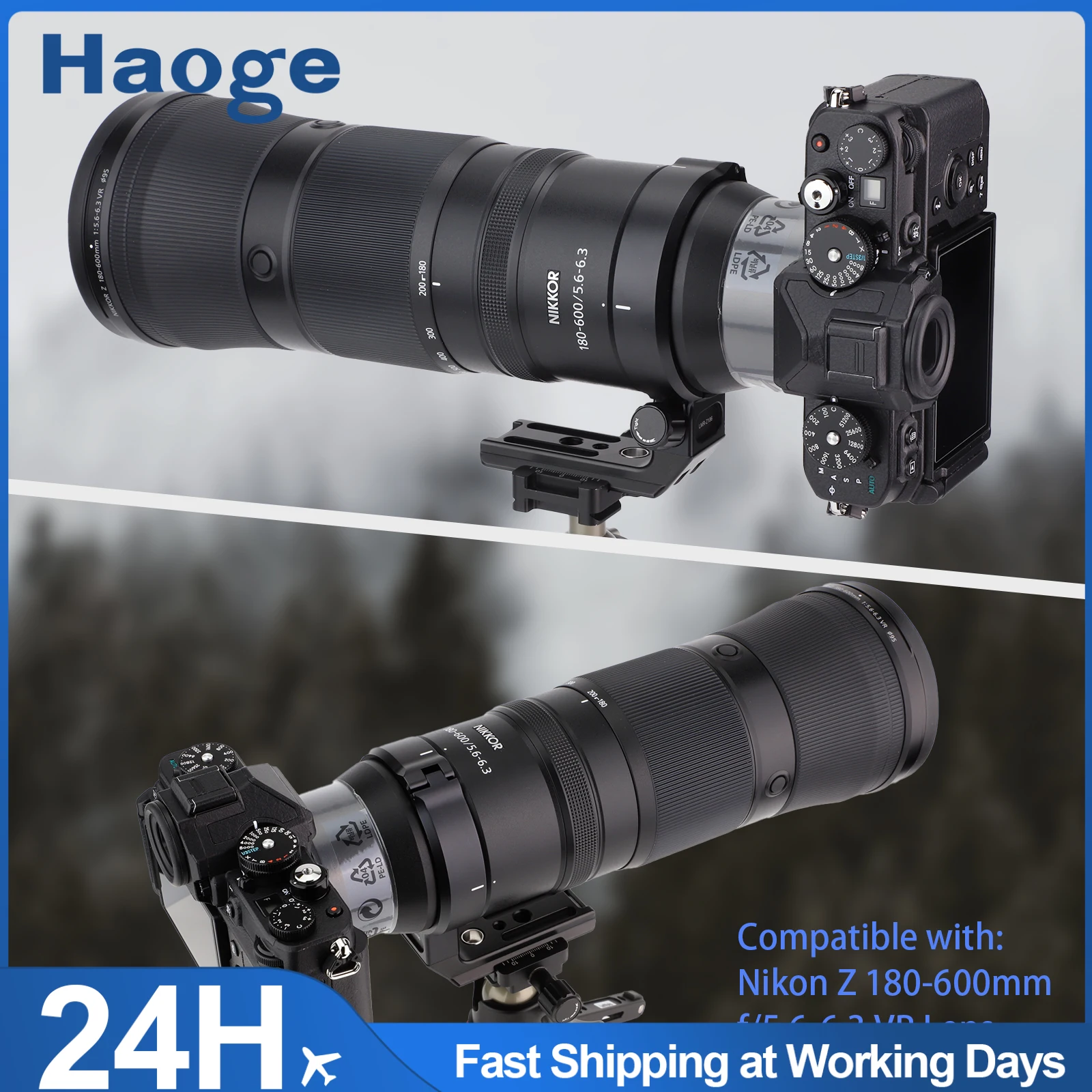 

Кольцо для крепления штатива Haoge для Nikon Nikkor Z 180-600 мм f/5,6-6,3 VR-объектив, встроенная быстросъемная пластина типа Arca LMR-Z186