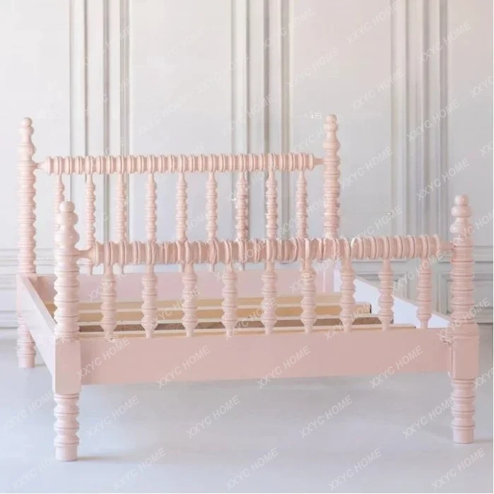 

Pink solid wood children's bed 1.2 meters girl princess bed small apartment single bed