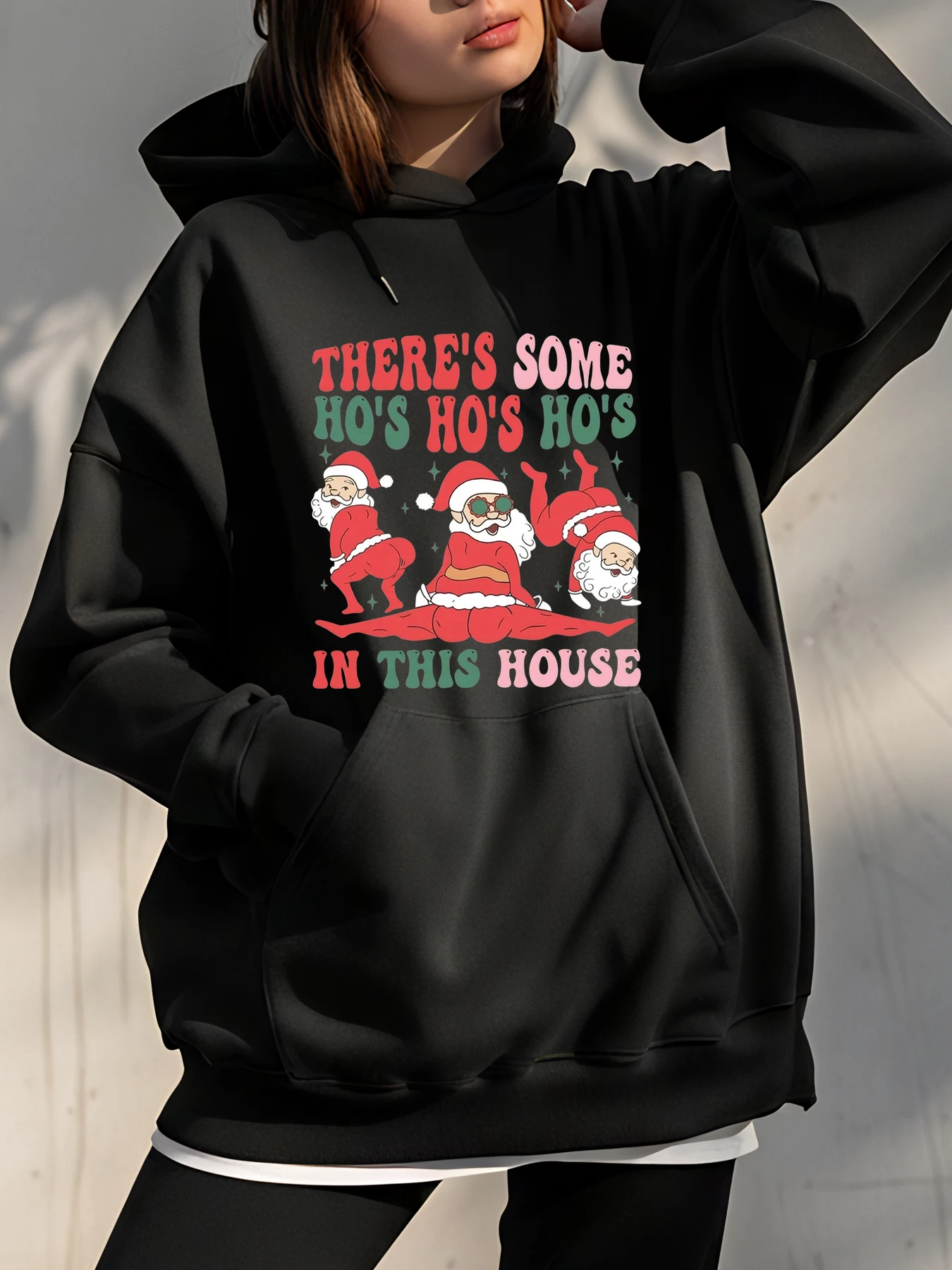 

Рождественская толстовка с принтом Санта-Клауса Хо's Хо, женская повседневная праздничная толстовка для праздничной праздничной одежды