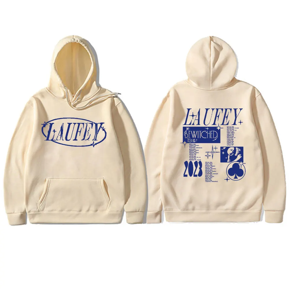 Laufey The Bewitched Tour Hoodie Pria Wanita, Sweatshirt Hip Hop kasual ukuran besar Unisex modis hadiah penggemar