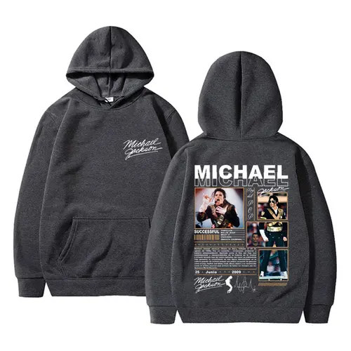 Imagen 2 del producto Sudadera con capucha clásica Vintage de Michael Jackson King of Pop para hombre, sudadera de moda Retro gótica Rock, jersey Punk de gran tamaño, ropa de calle