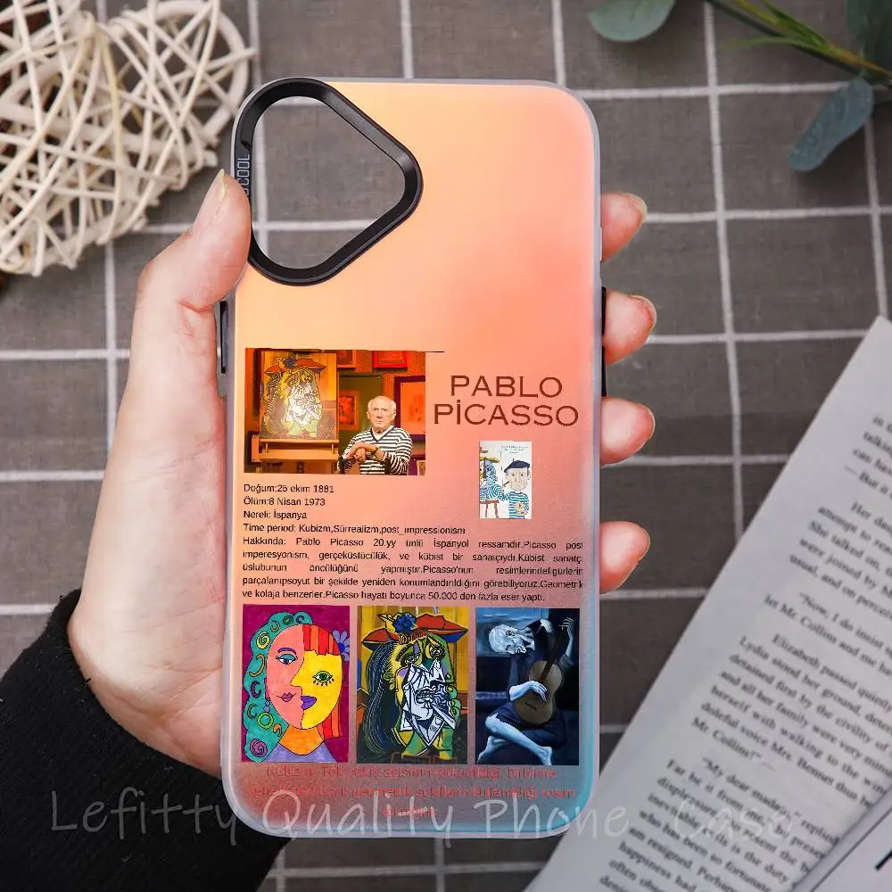 

Picasso Works Art Nordic Phone Case For IPhone 16 15 14 13 12 11 Plus Pro Max Multicolor Aurora Laser Shockproof Funda Cover