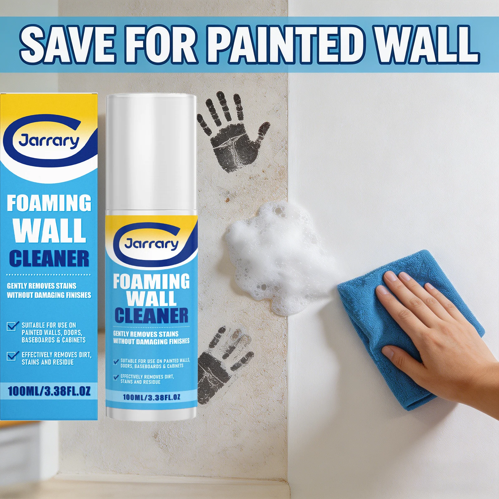 Multi Functional Wall Cleaner Efficient Removing Stains & Paint Without Damaging Finishes Wall Protection Foaming Wall Cleaner
