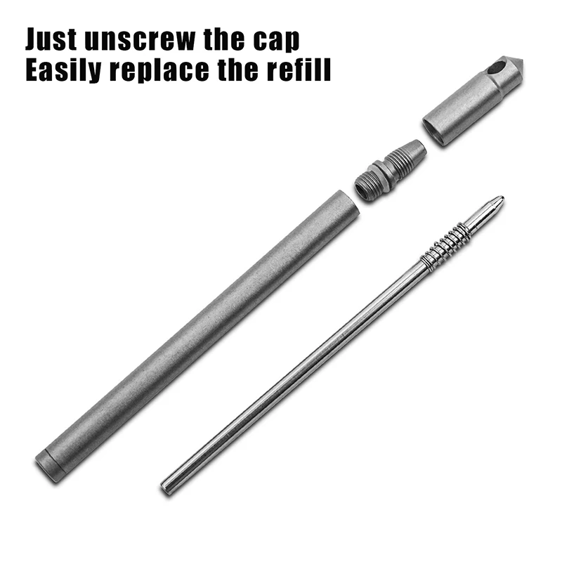 Portable Mini Titanium Ballpoint Pen EDC Keychain Pocket Writing Tool Outdoor Camping Hiking Survival Emergency Gadget view 3