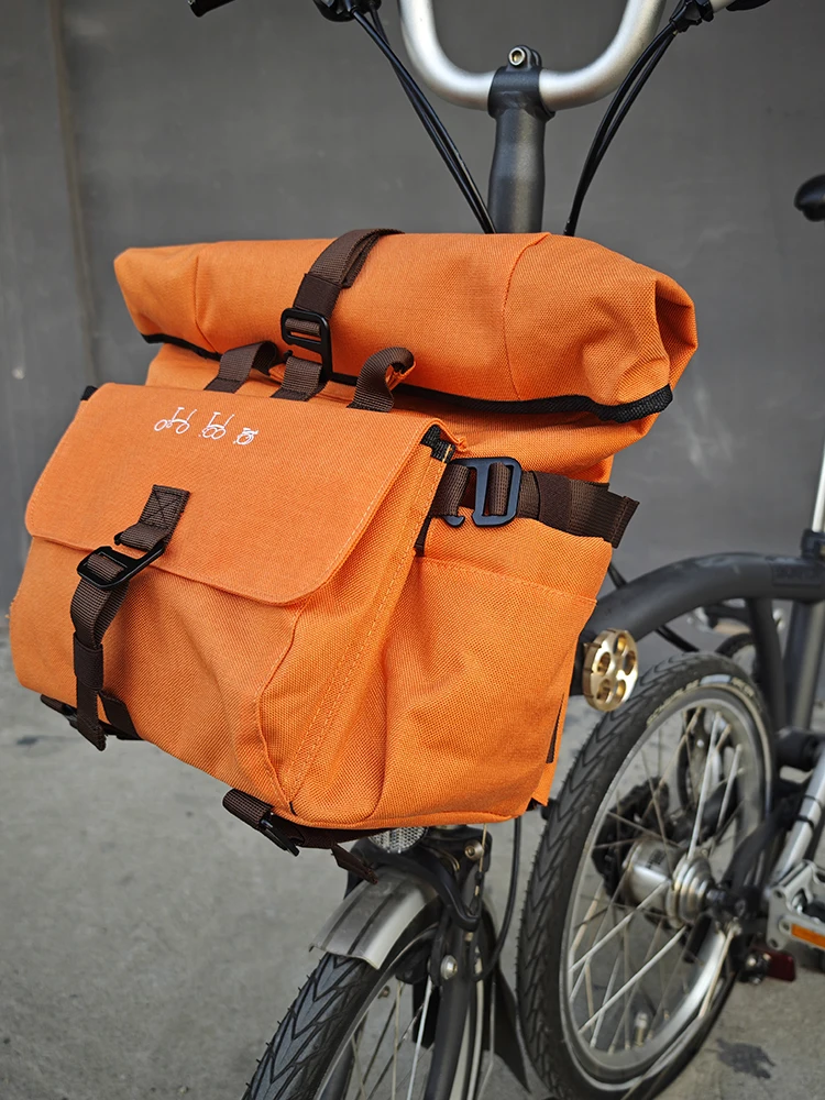 Heasygo Folding Bike Backpack with Flat Frame, Waterproof Bicycle Front Bag Handbag for Brompton 16L Large Crossbody Bag