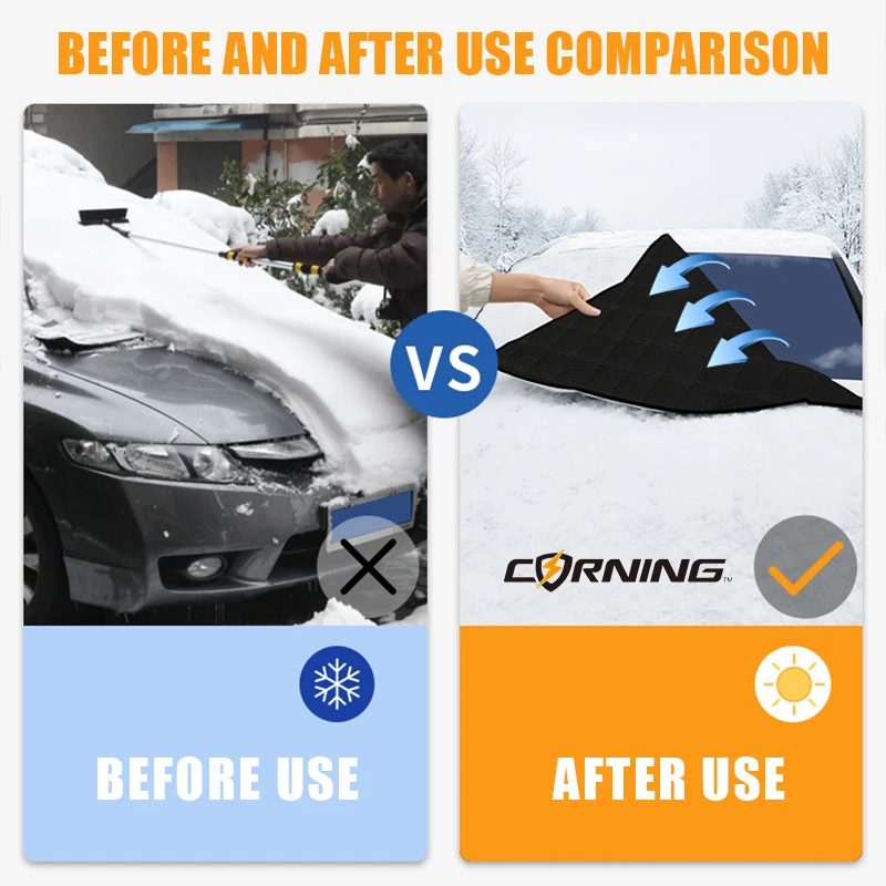 3/5-Layer Thicken Car Snow Cover Car Windshield Hood Protection Cover Snowproof Anti-Frost Sunshade Protector Winter Auto Parts