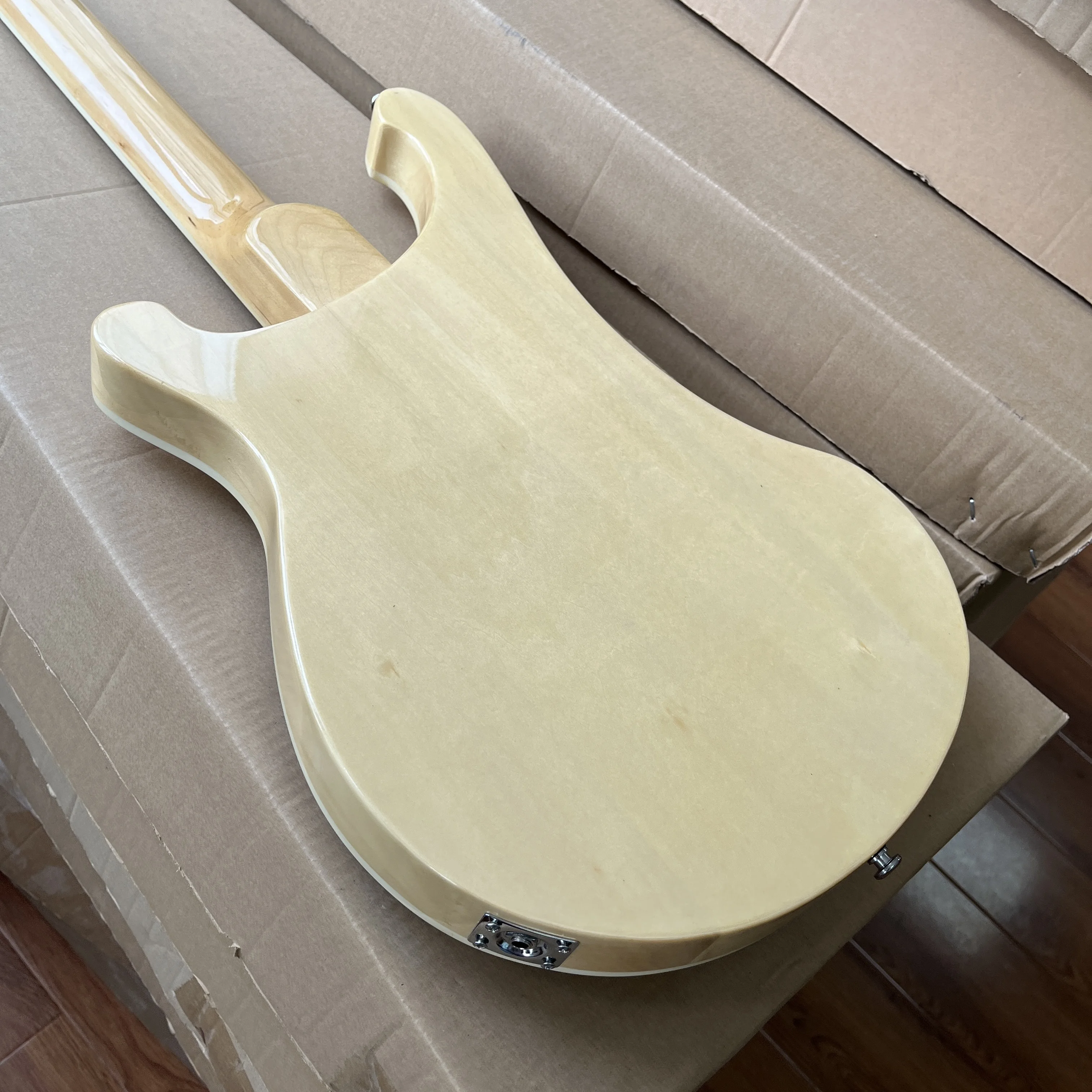 جيتار كهربائي BASS مكون من 4 أوتار بلون خشبي أبيض بيكجوارد برقبة من خشب القيقب شحن مجاني من الولايات المتحدة #2