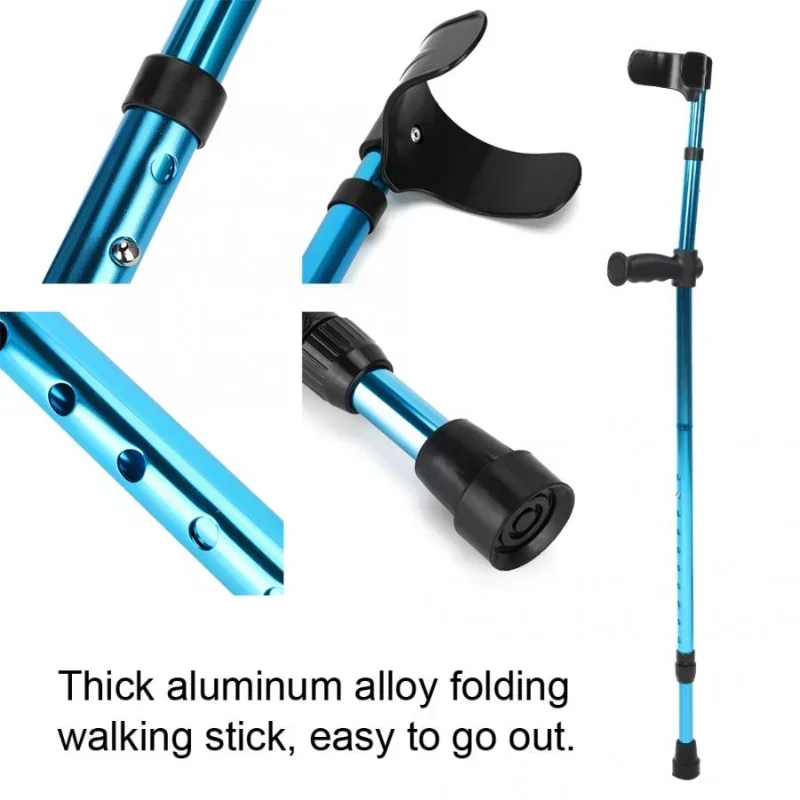 Collapsible Telescopic Folding Cane Adjustable Underarm Walking Stick Aluminum Alloy Crutch for Elderly Disabled Leg Foot Injury