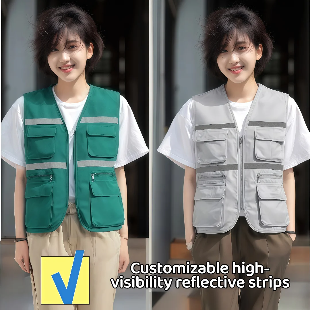 Customizable Multi-Pocket Vest Business Suit Vest For Volunteers Travel Photography Advertising With Logo Printing
