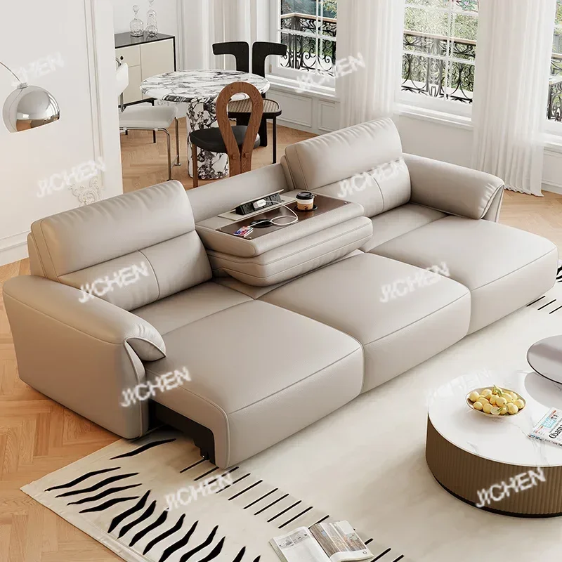 

JC Leather Sofa Bed Living Room Small Apartment 2024 New Multi-functional Folding Dual-purpose Straight