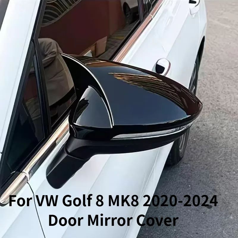 Car Upgrade Car Side Wing Rearview Mirror Cover Housing For VW Golf 8 MK8 R-Line Lane Assist 2020-2024 Pair