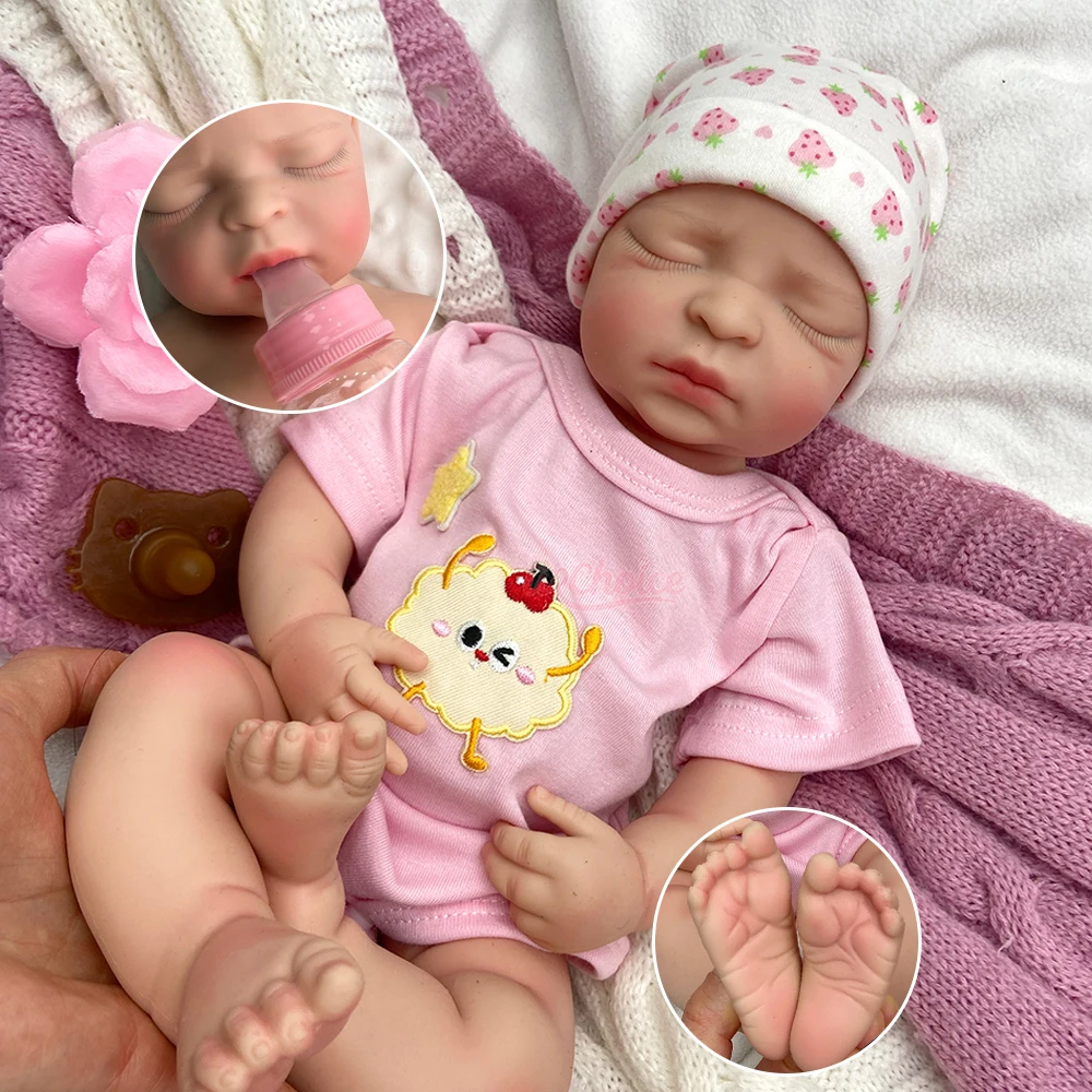 

Handmade 44cm Open Mouth Girl Flexible Silicone Reborn Baby Weighted Realistic Emotional Support Doll for Empty Nesters