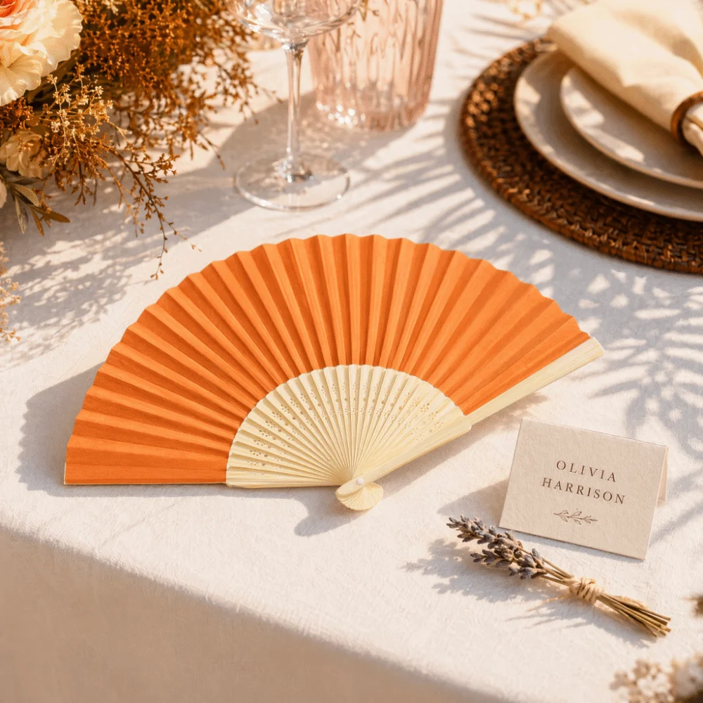5PCS Paper Foldable Handheld Paper Fan 8.3in Collapsible Compact Structure Portable Travel Hand Fan Blank Solid Color Surface