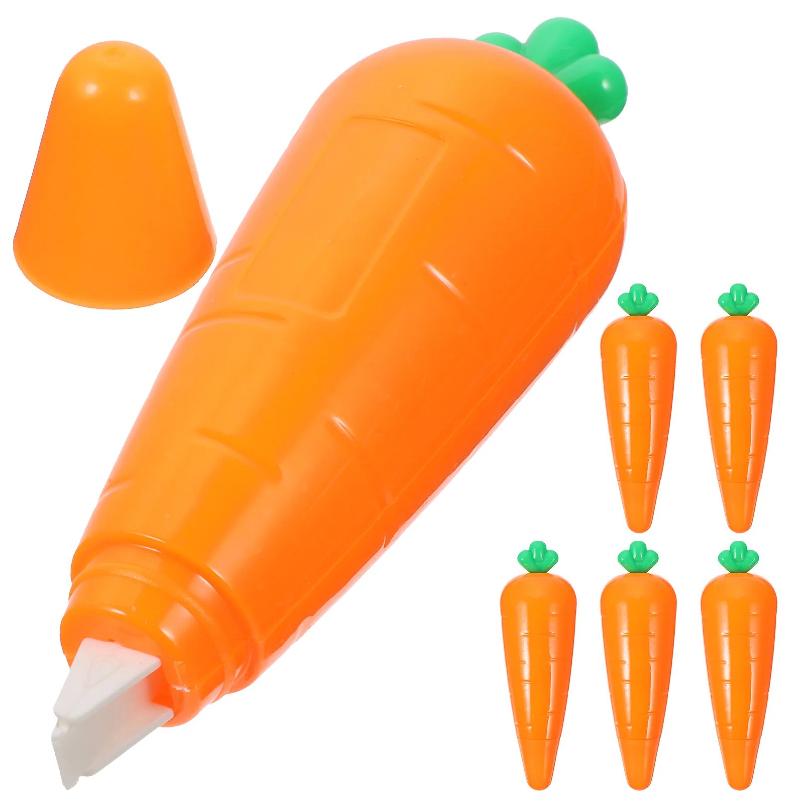 

6Pcs Carrot Shape Correction Tape Fast Mistake Fixing Stationery School Supplies for Students Kids Boys Girls Random Colors