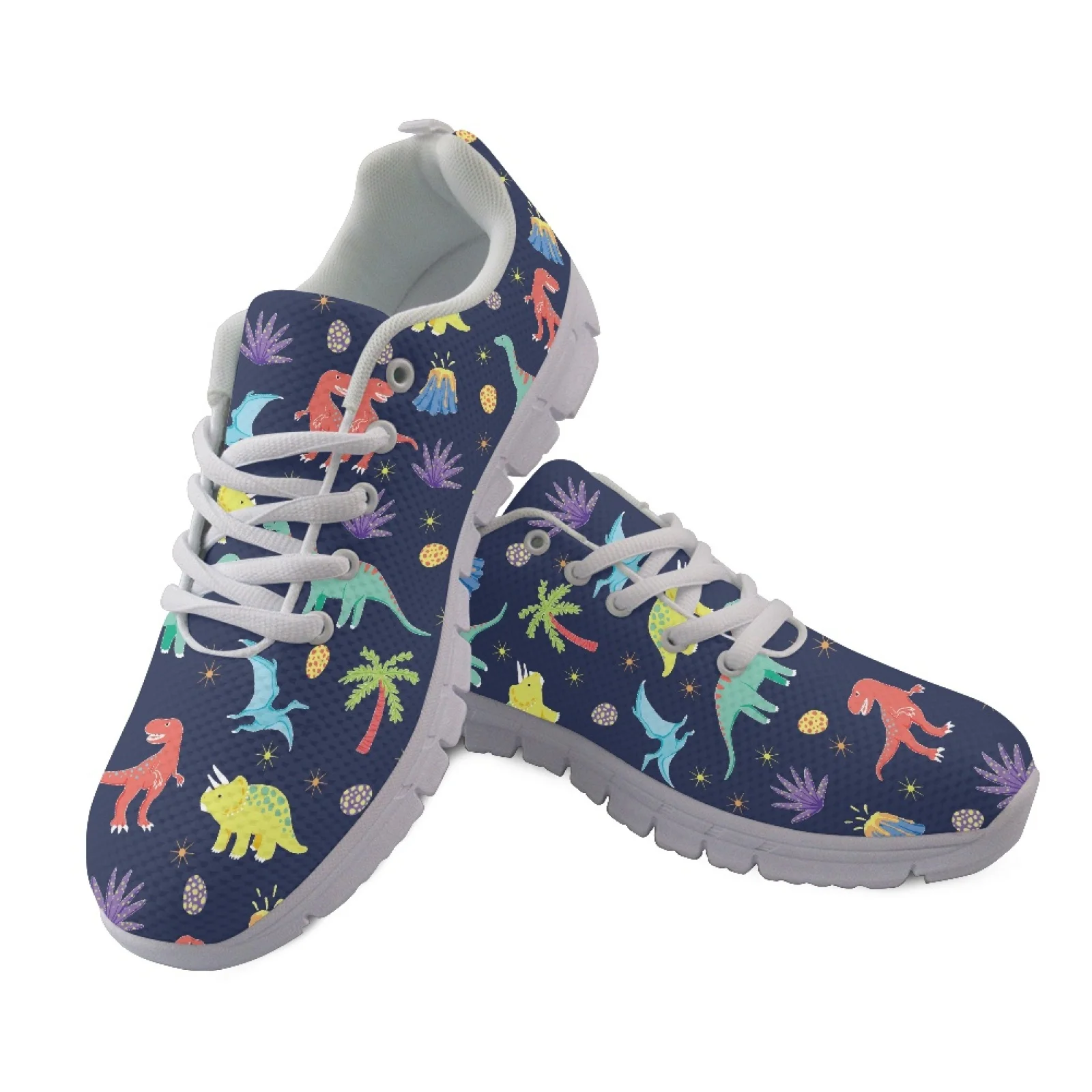 Coloranimal Dinosaur Mesh & EVA Sole Mens Lace Up Athletic Trainers Breathable Sports Tennis Shoes for Women New Design