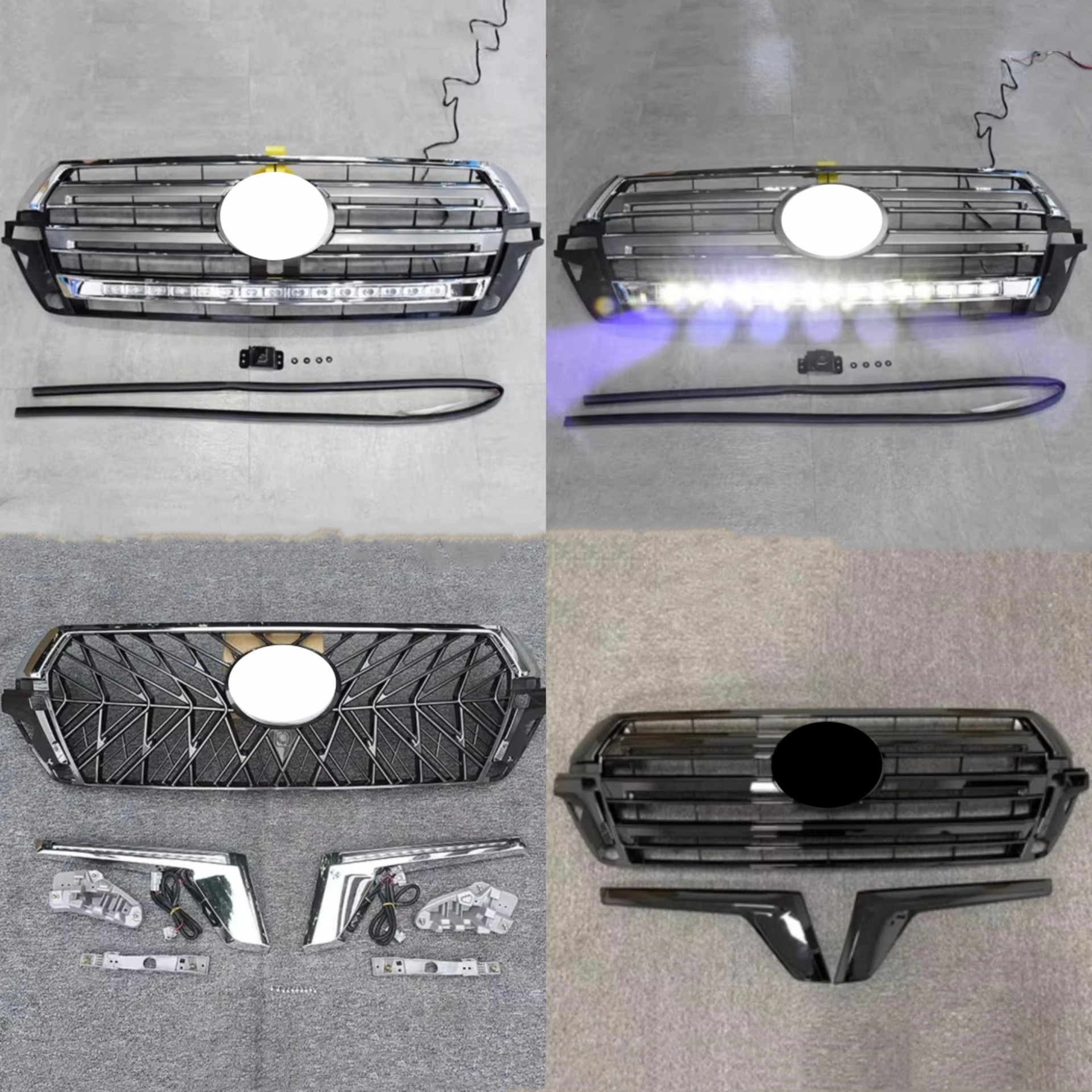 New Style Front Grille with Light Grid Radiator for Toyota Land Cruiser LC200 16-19 Modified Grill Turn Signal Car Accessories