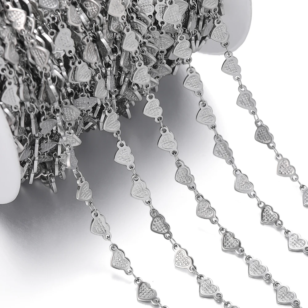 1m roestvrijstalen handgemaakte ketting reliëf ster maan hartvormige schakelkettingen voor doe-het-zelf armband taille ketting sieraden maken ketting - afbeelding 1