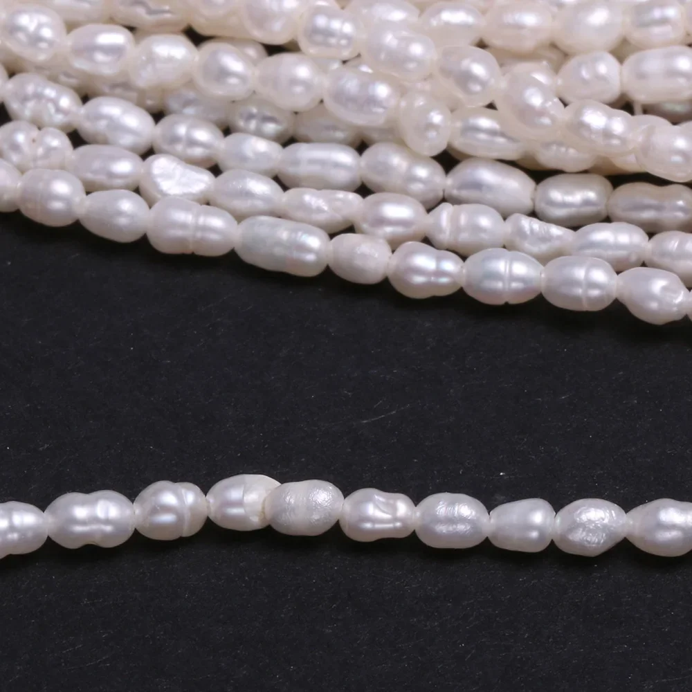 Natural Freshwater Pearl Beaded High Quality Rice Shape Punch Loose Beads for Make Jewelry DIY Bracelet Necklace Accessories