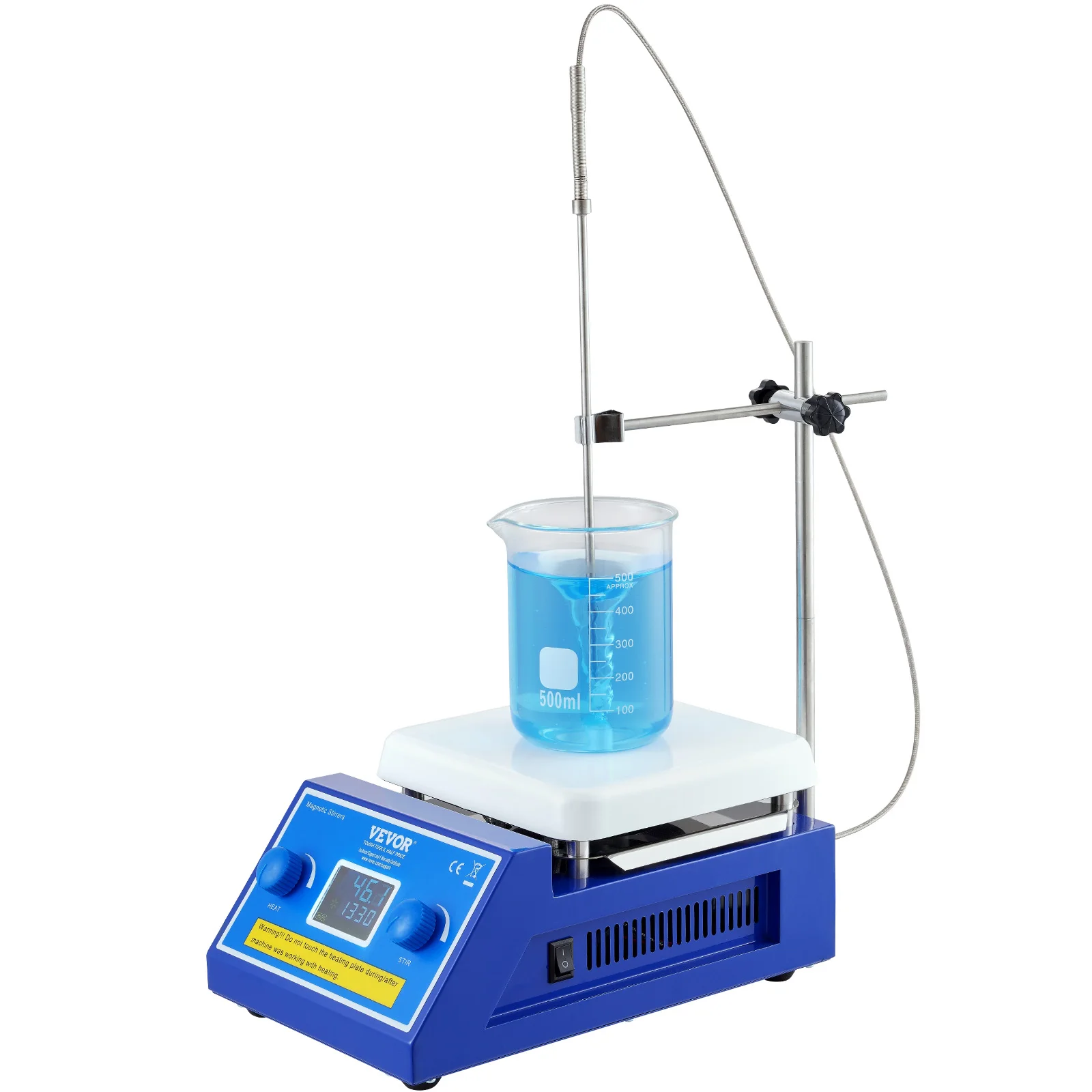 VEVOR Agitador magnético calentado 0-2000 rpm 5000 ml, mezclador magnético de placa caliente Máx. 300°C, agitador de laboratorio con soporte de pantalla LED y barra para experimentos de investigación