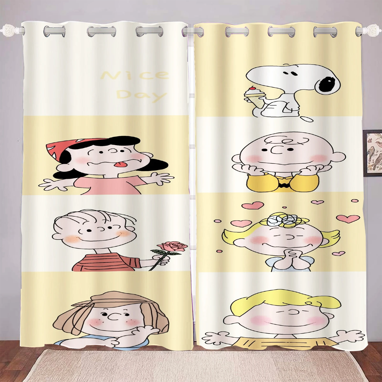 

MINISO Snoopy Super Cute Living Room Blackout Cartoon Curtains, Animated Curtains, Customisable Home Nursery, Window Treatments