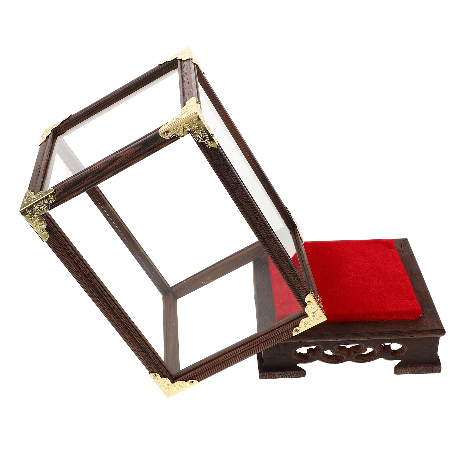 

Wooden Transparent Glass Display Box for Collections Buddha Statue Storage Clear Showcase Desktop Display Organizer