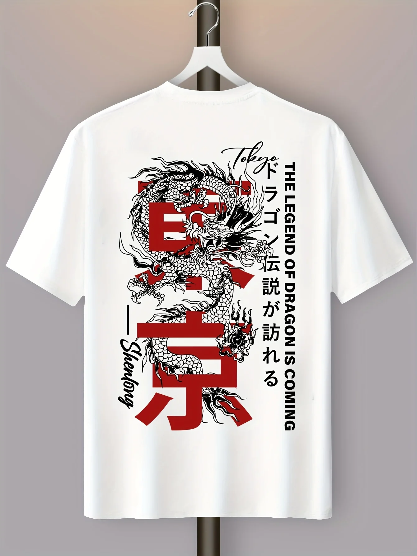 2026 New Family Matching T‑Shirt Tokyo Legend Dragon Japanese Kanji Multi‑Text Back Print Oversized Cotton Short  Tops