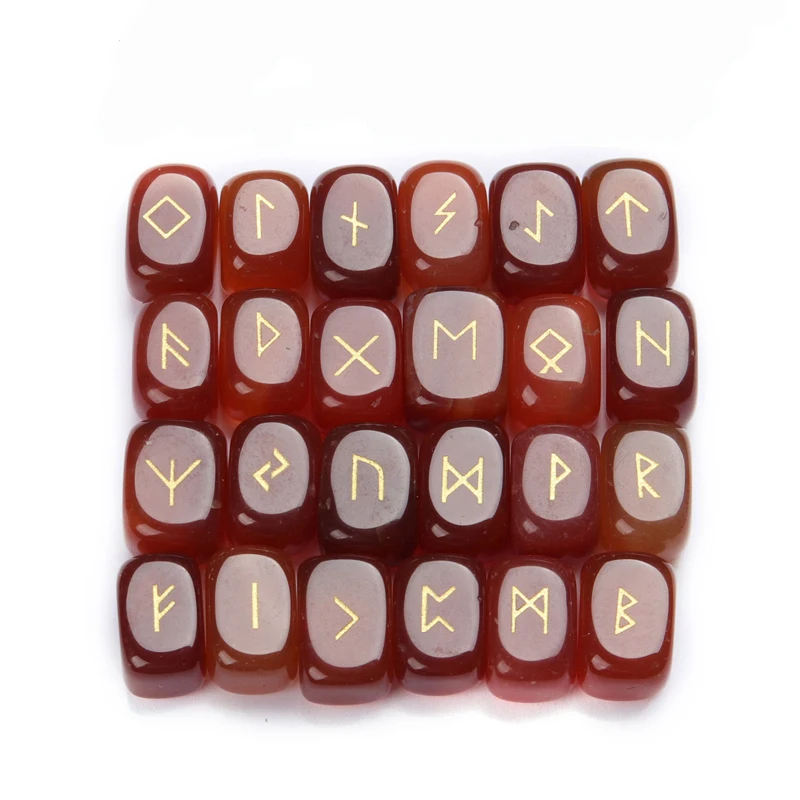 25pcs Natural Agate Crystal Fortune Telling Runes Stone Tumbled Amethyst Carnelian Energy Gemstone Divination Runestone Reiki