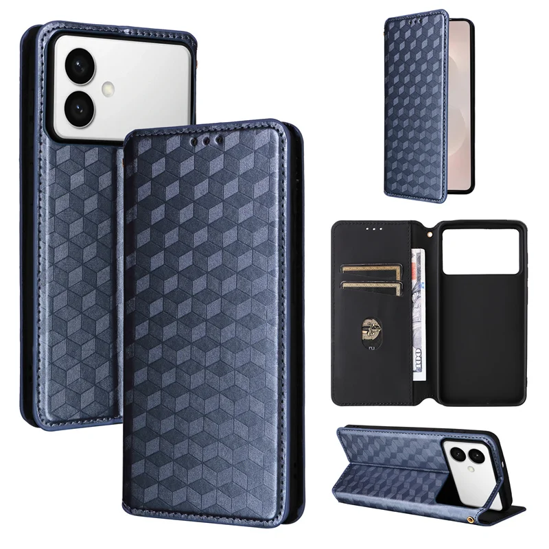 For Samsung Galaxy S26 Edge Magnetic Card Flip Leather Stand stereoscopic lines Phone Protective Case For Samsung Galaxy S26Edge