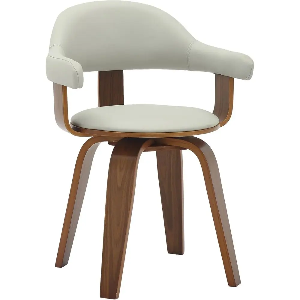 

Grey Leather Swivel Dining Chair with Open Back and Armrests for Home, Kitchen, Dining & Living Spaces