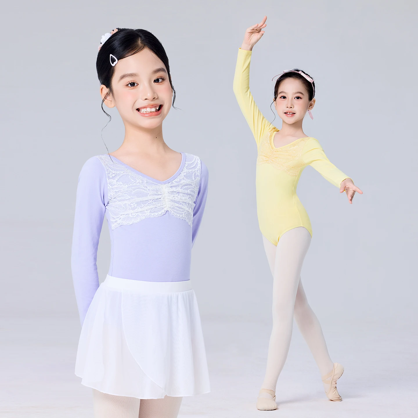 

Girls Kids Ballet Leotards Long Sleeve Ruffled Lace Dance Leotards Cotton Gymnastics Leotard Autumn Winter Ballet Bodysuits