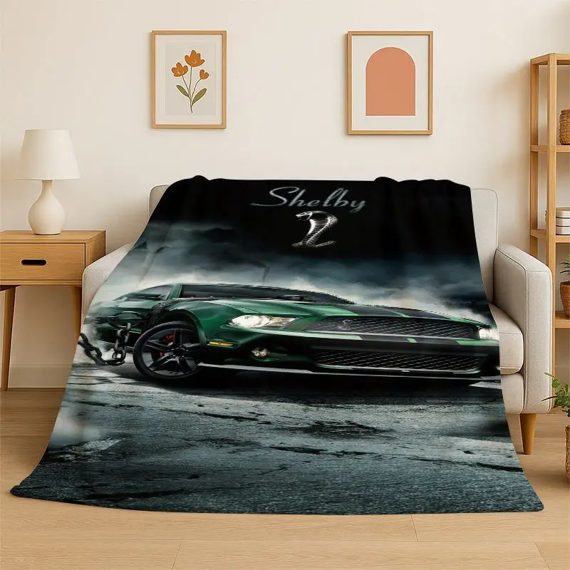 Retro M-Mustang Racing Car Soft Flannel Throw Blanket,Cozy Blanket for Bed,Couch,Sofa,Bedroom,Living Room,Travel,Picnic kids