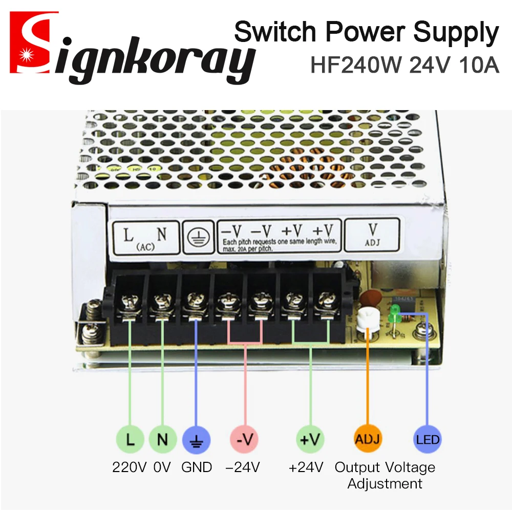 Imagem -03 - Fonte de Alimentação Interruptor Signkoray Controle Industrial Led Monitoramento e Medical Hf240w-sf24 110 v 220v ac para dc 24v 10a