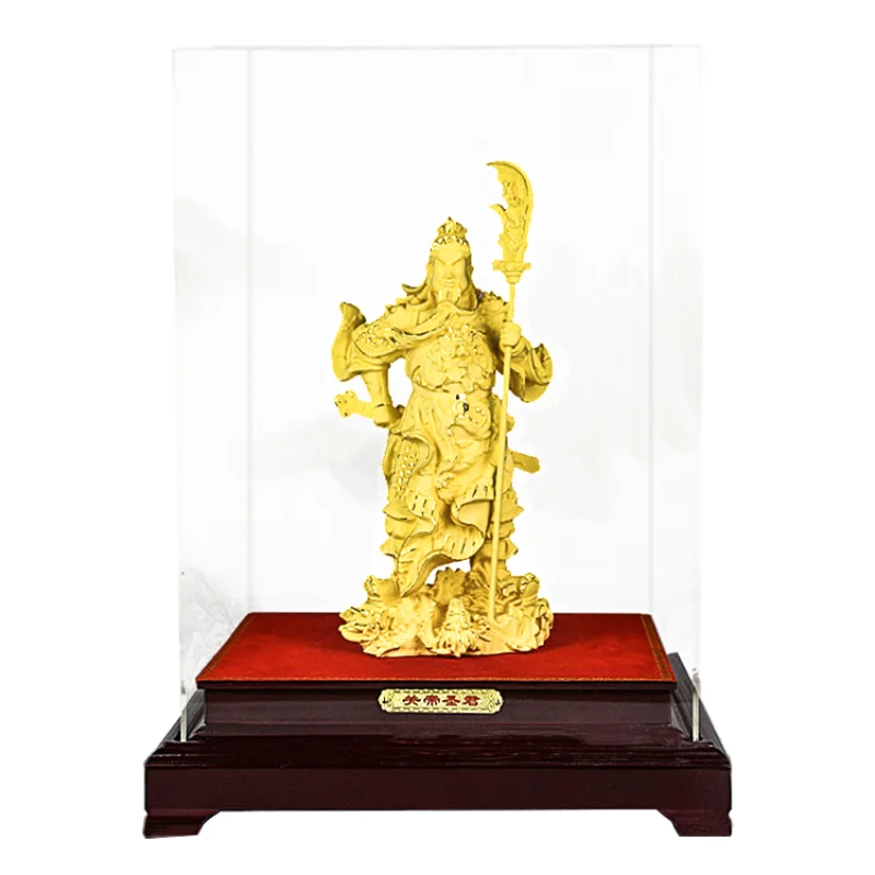 Custom advanced gift chinese gods Guan Yu metal craft Statue 99.9% pure gold plating golden home decor