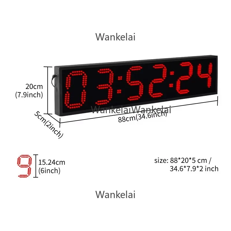 CP27 Double-sided Large 6-digit LED Digital Stopwatch for Timing (6-inch, 9-inch, 12-inch, Red and Blue)