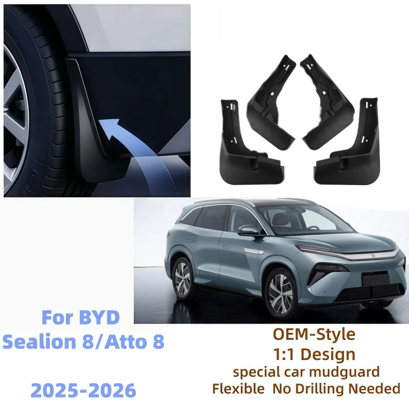 Mud Flaps Splash Guards For BYD Sealion 8 Atto 8 Tang L 2020-2026Front Rear Fender Mudguards Car Styling Auto Accessories Parts