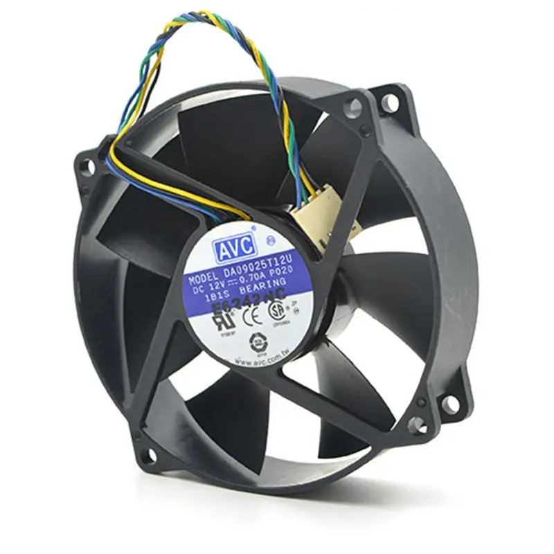 original For AVC DA09025T12U 9025 90mm / 80mm x 25mm PWM Round Cooler Cooling Fan 12V 0.70A 4Wire 4Pin Connector cooler