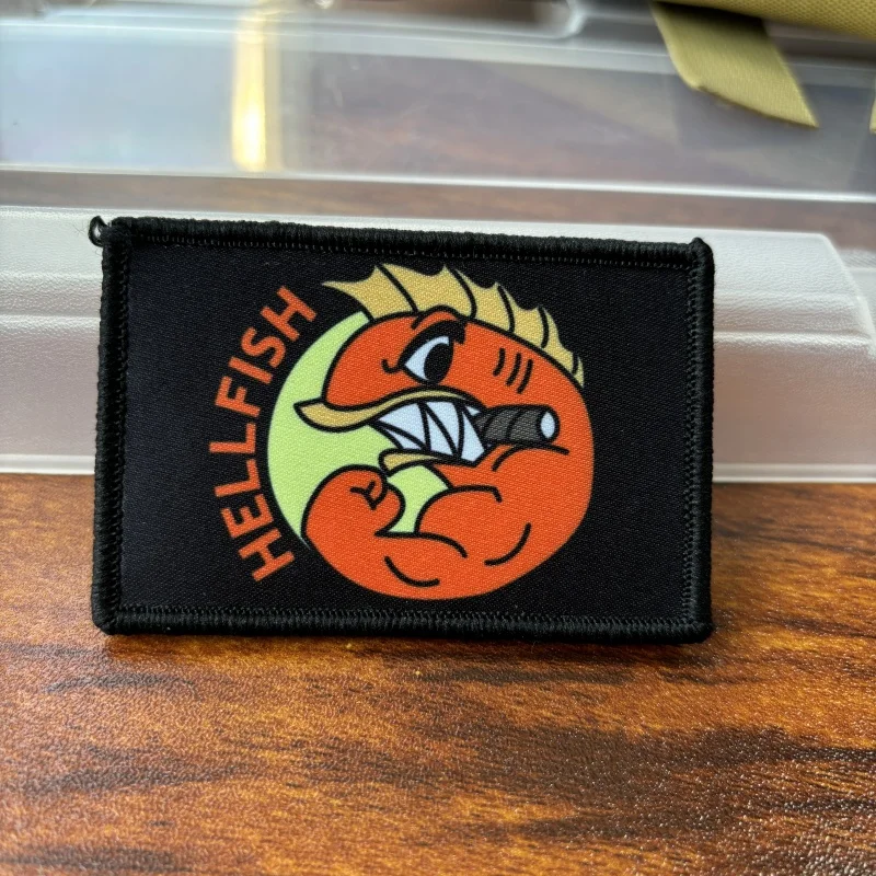 

Fighting Hellfish Printed Hook&Loop Tactical Patch Funny Tactical Fish Morale Badge Military Flag DIY Combat Backpack Stickers