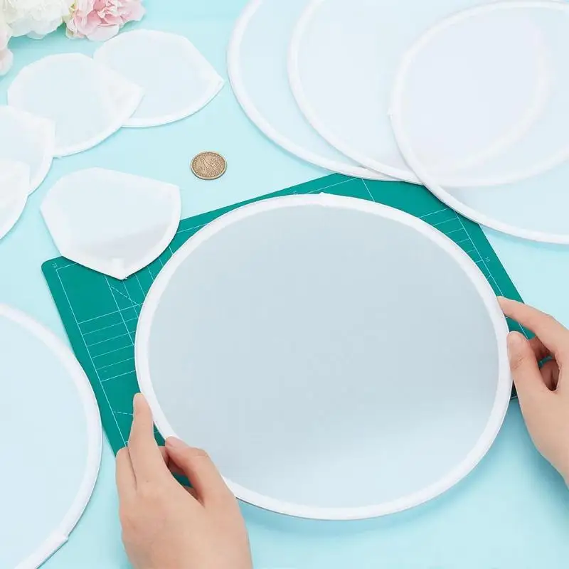 △ Folding Fan Simple Circular Performance Portable Round Hand Woman Foldable Blank Handheld