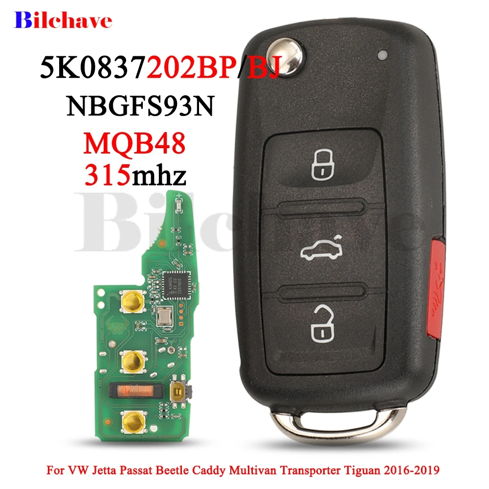

JYQ MQB48 315 МГц 5K0837202BP/BJ NBGFS93N ключ от автомобиля без ключа для VW Jetta Passat Beetle Caddy Multivan Transporter Tiguan 2016-19