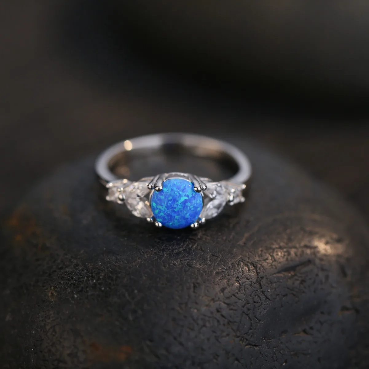 

2025 хит продаж, стерлинговое серебро S925, натуральный циркон, круглое синее кольцо Aobao, модное кольцо для женщин