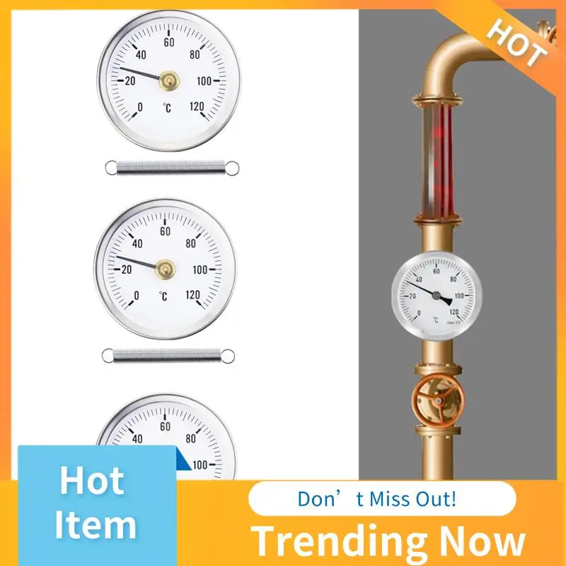 

AB08-Contact Pipe Thermometer For Accurate Hot Water Pipe Temperature Monitoring 63Mm Bimetal Silver White Stainless Steel 3Piec