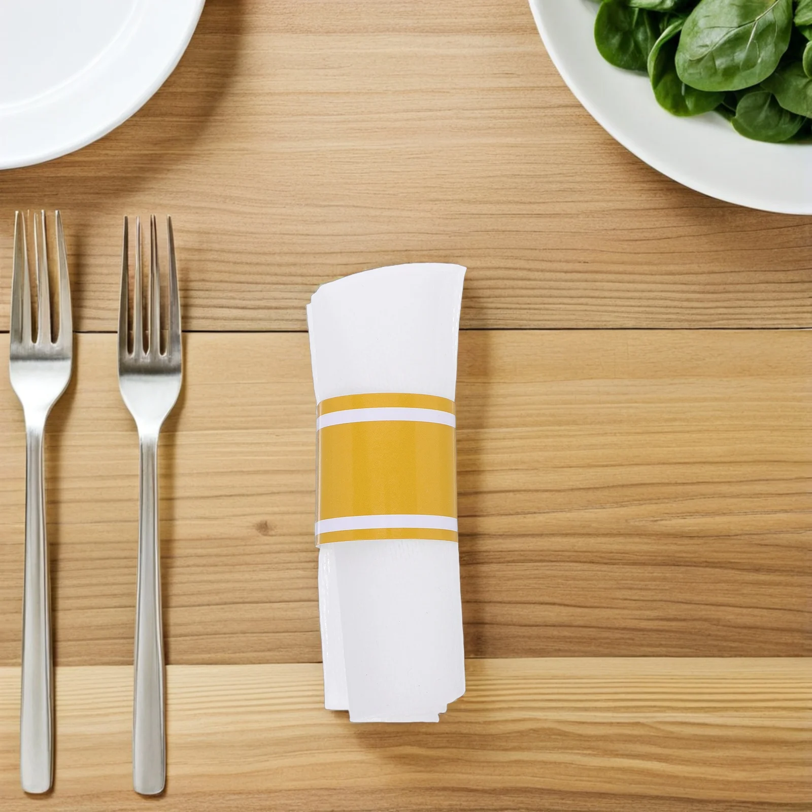 

100pcs Disposable Napkin Rings Gold Self Adhesive Silverware Wrappers Bulk Paper Wedding Party Dinner Decoration Supplies