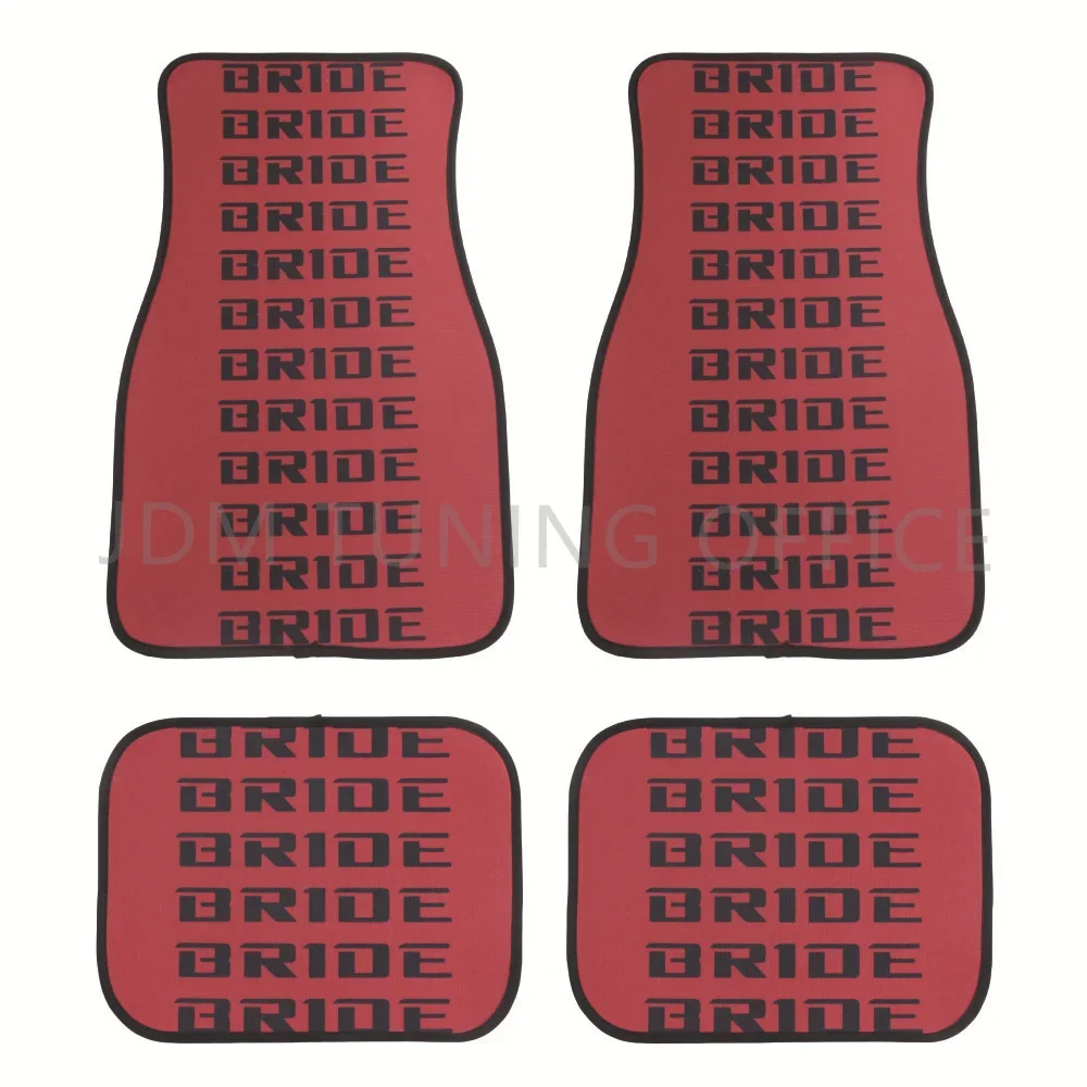 JDM Universal Racing Sport Car BRIDE Fabric Floor Mats Protector Style Waterproof Non-Slip For Auto Interior Carpets