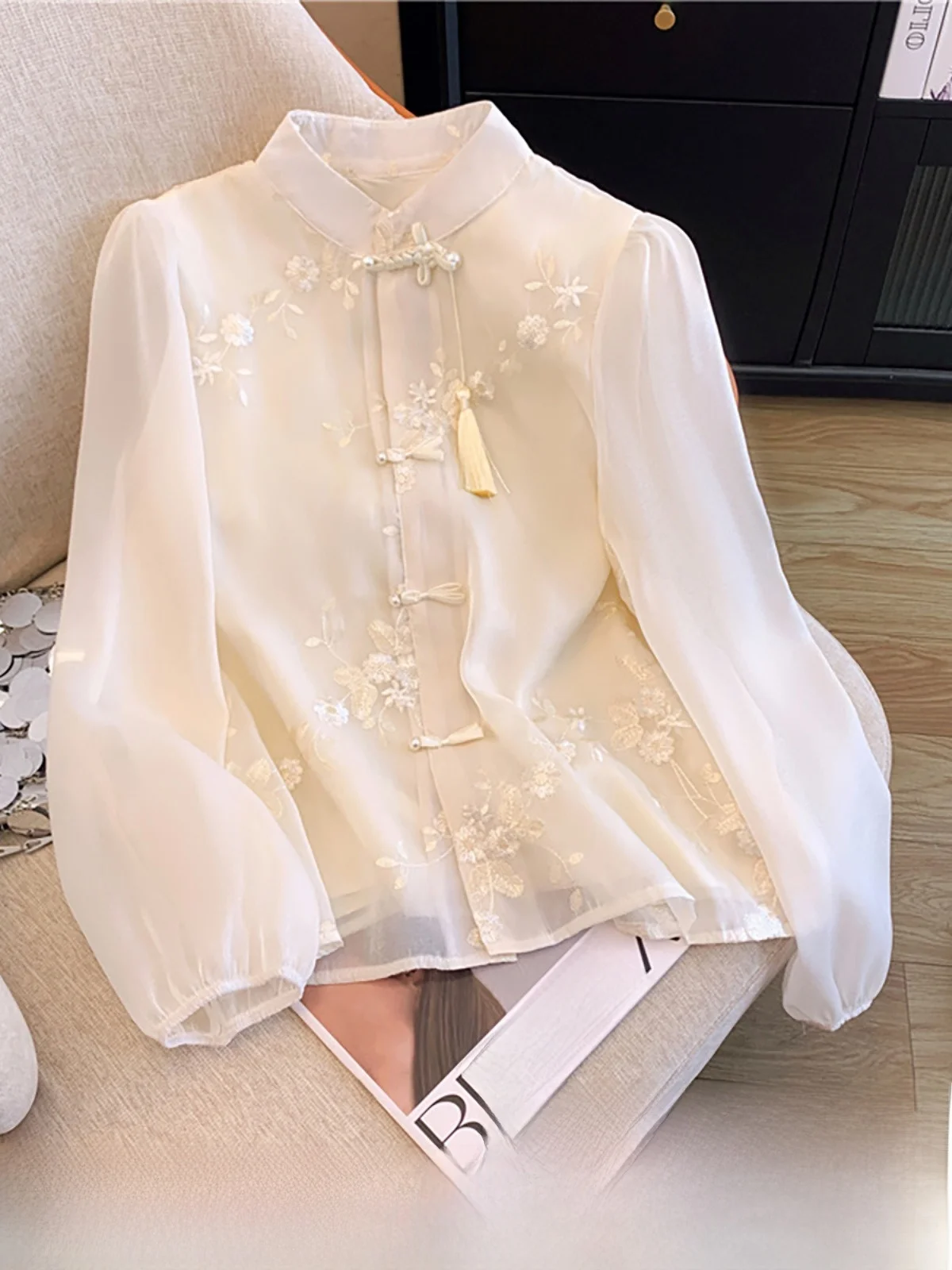 

New Chinese Style National Trend Chiffon Shirt Women's Spring Autumn 2026 Fashionable Top Small Long Sleeve Blouse