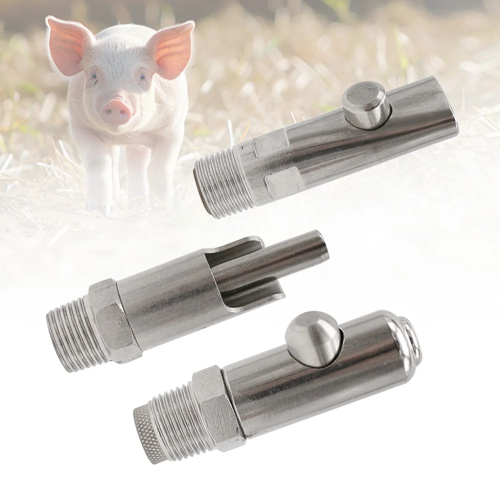 5Packs Stainless Steel Leak-proof Pig Thicken Automatic Thread Nipple Drinking Animals Pig Farm Water Supply