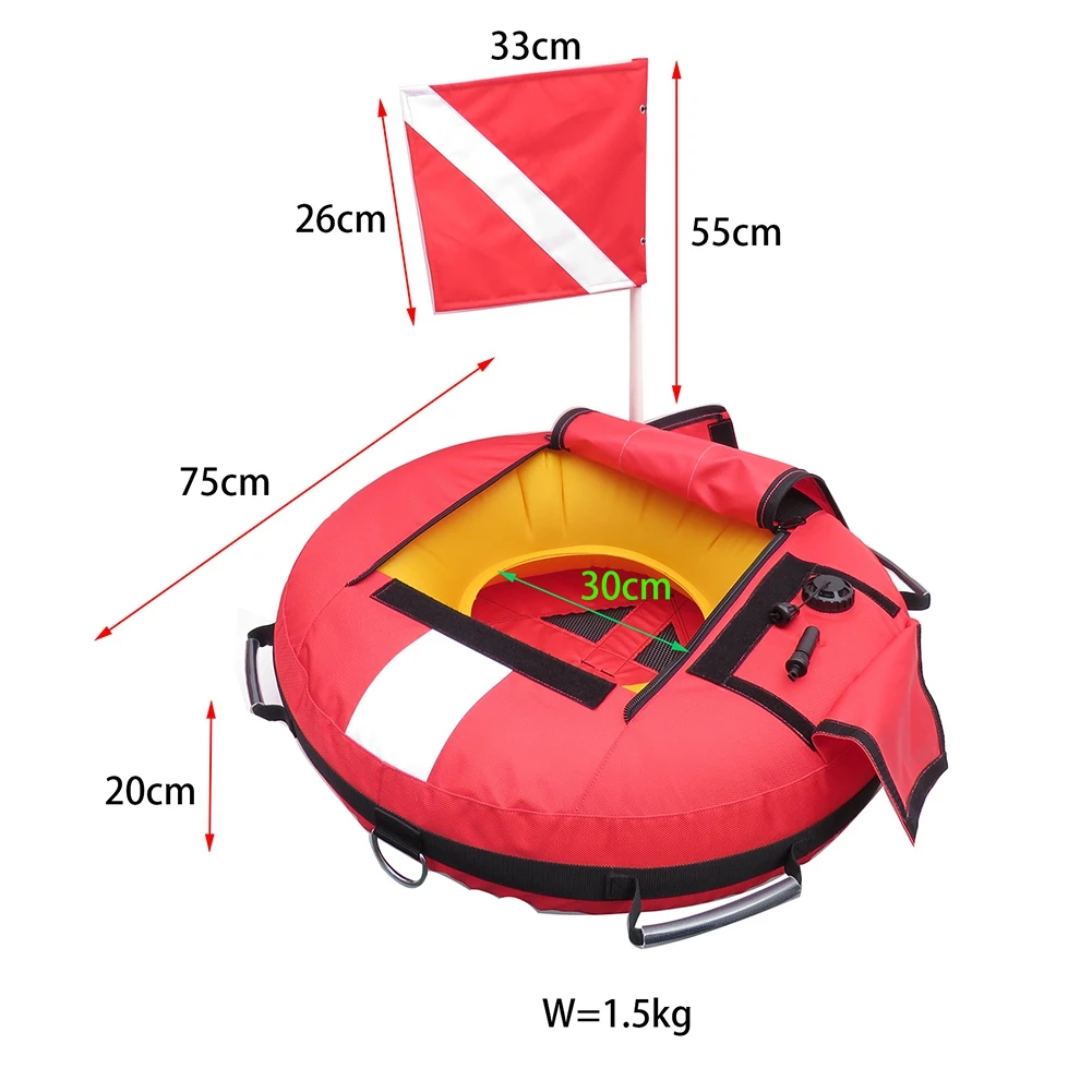 

Heavy Duty Freediving Training Buoy Float Ball with Flag Scuba Diving Inflation Signal Safety Gear Equipment,Yellow