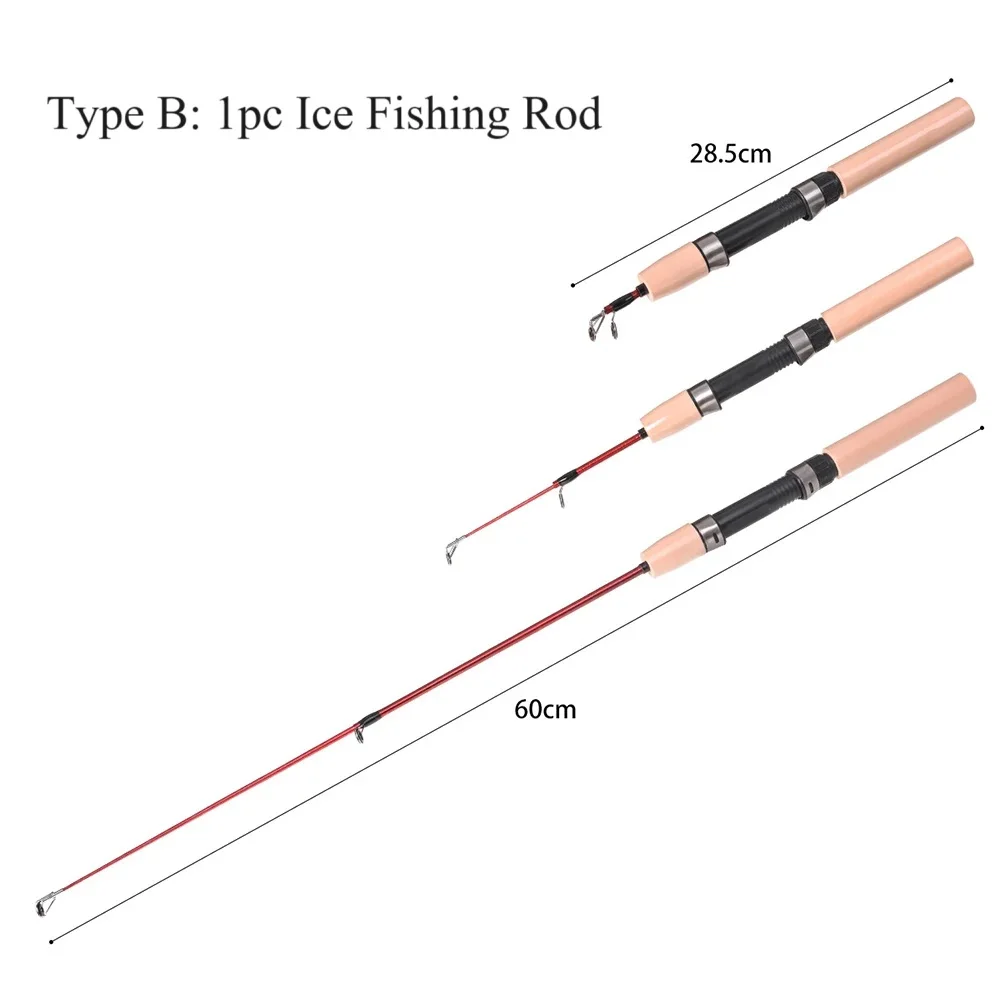 Portable Mini Fly Fishing Reel 45#/55# Carp Winter Ice Fishing Raft Wheel Spool or 1pc 60/62/65cm Ice Fishi Rod Pesca Tackle