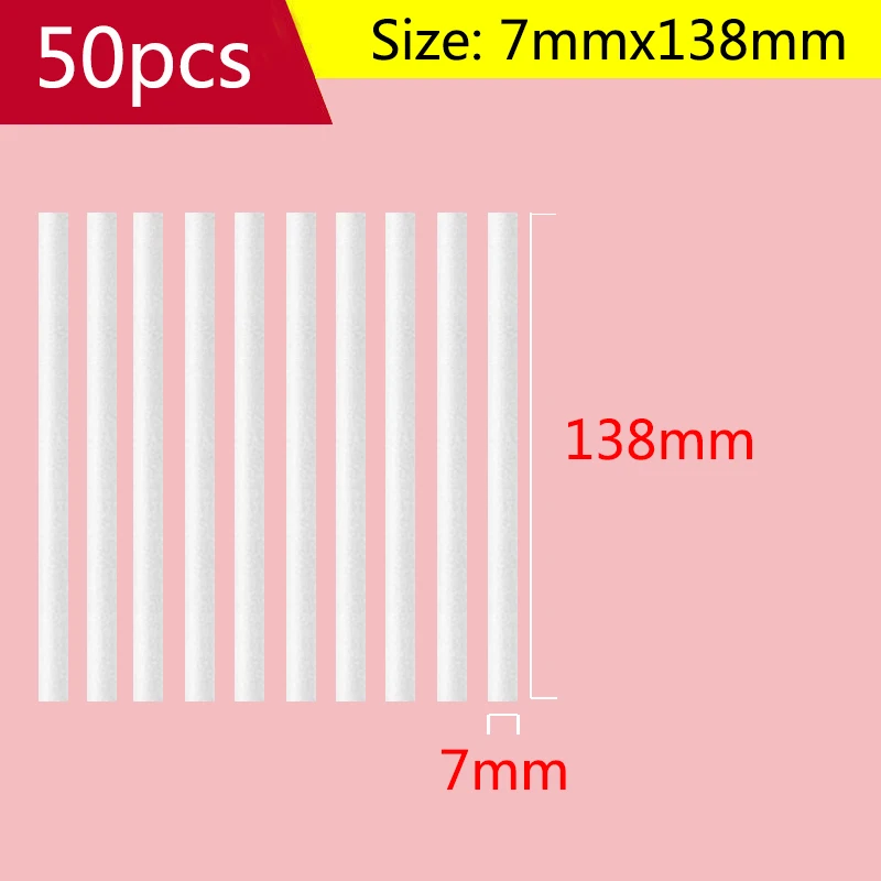 7mmx138mm 50pcs Air Humidifier Aroma Diffuser Replacement High Quality Water Absorbing Cotton Swab Filters Universal Cuttable