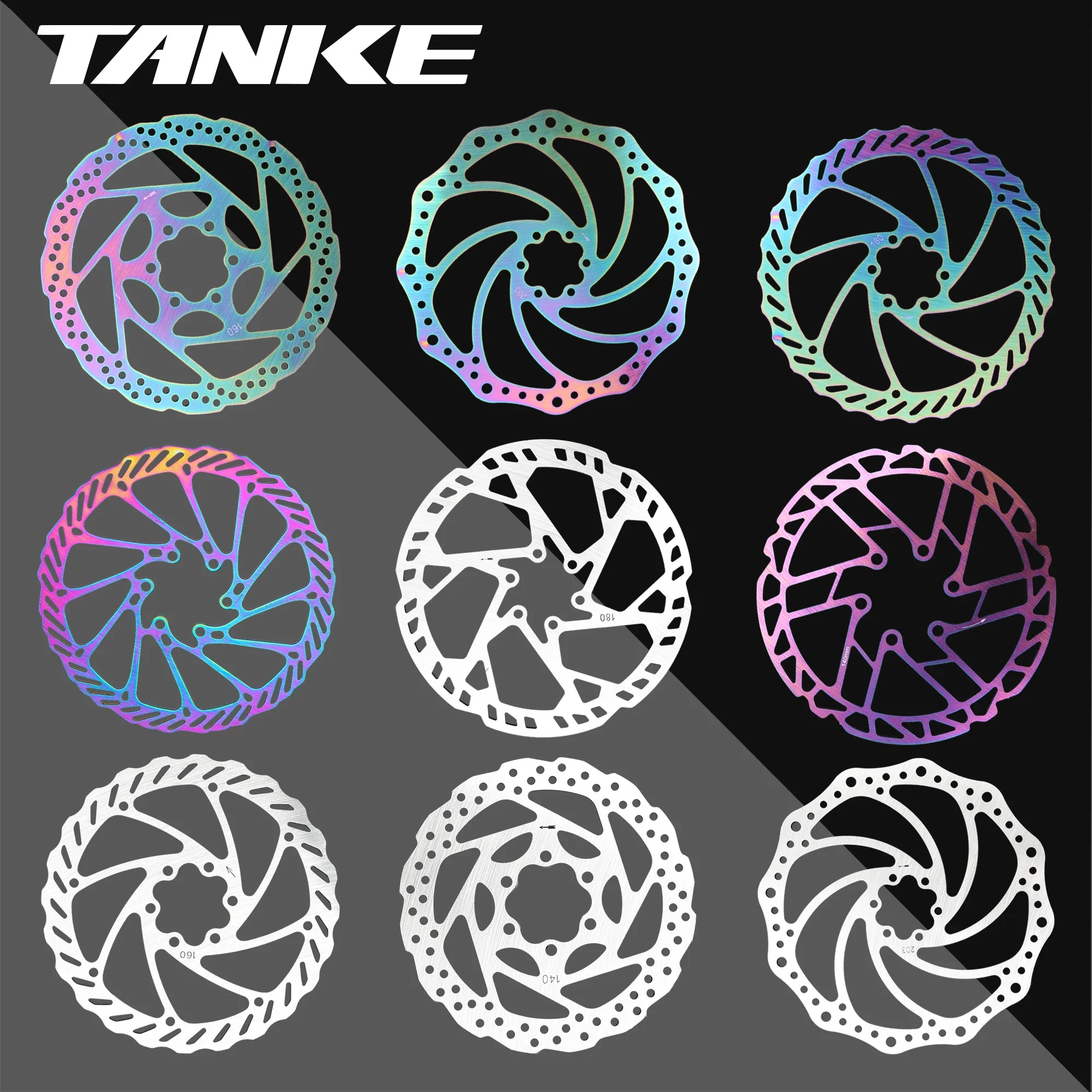 TANKE Bike Disc Brake Rotor 140 160 180 203 Disc Brake 2 Piece with 12 Bolts for Road Bike MTB BMX Floating disc Stainless Steel